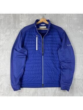 Donald Ross Hybrid Light Jacket Quilted Blue Golf Full Zip Men M Lora Bay Sporty